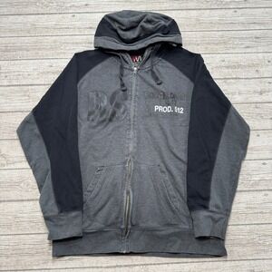 Private Member Hoodie Men's XL Gray Black Colorblock Full Zip Fleece Sweatshirt